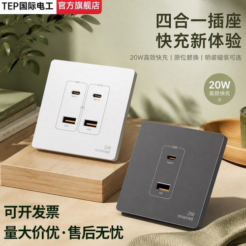 国际电工86型USB/Type-C快充插座