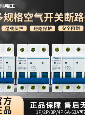 空气开关1p2p3p空开家用小型断路器40保护63a漏电闸三相32安16a