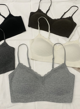 吾馨蕾丝花边美背女秋季纯欲性感细肩带无钢圈固定杯文胸罩41325