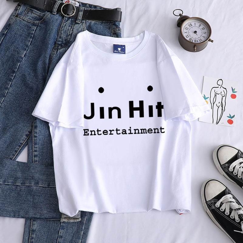 防弹少年团女装ins夏季潮流新款 jin hit 印花圆领休闲t恤上衣
