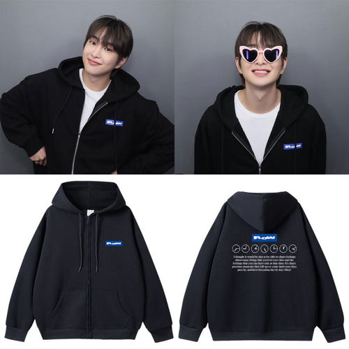 SHINee温流ONEW2024FLOW快闪周边同款卫衣服加绒薄款拉链连帽开衫
