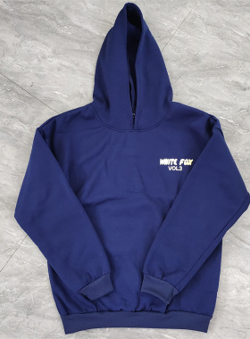 衣现货卫欧美Y2K原版whitefox连跨境帽尺寸款爆印发泡白狐潮帽衫