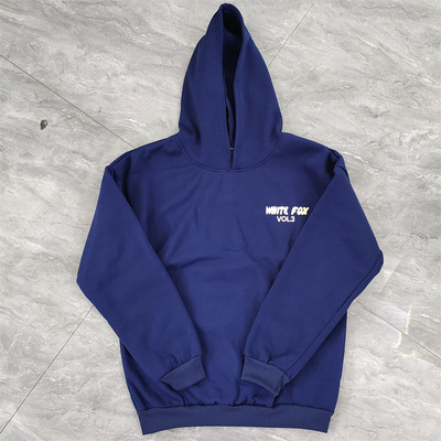 衣现货卫欧美Y2K原版whitefox连跨境帽尺寸款爆印发泡白狐潮帽衫