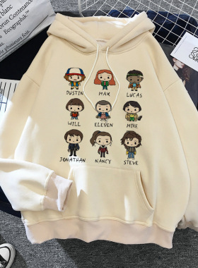 怪奇物语Stranger Things印花套头秋冬连帽衫加绒外套卫衣hoodie
