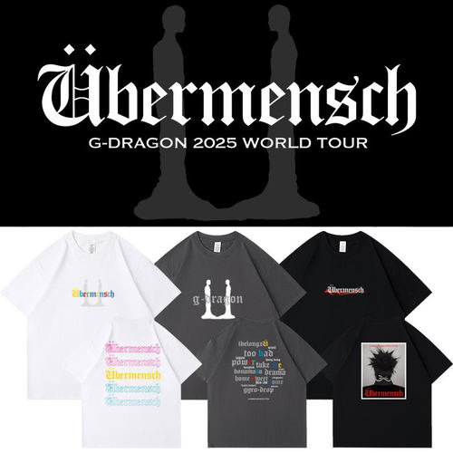 权志龙衣服2025世巡演唱会Ubermensch周边同款短袖T恤棉印花夏