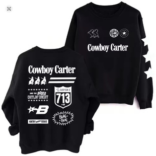 碧昂丝Cowboy Carter运动衫新款Rajukou粉丝礼物圆领长袖上衣