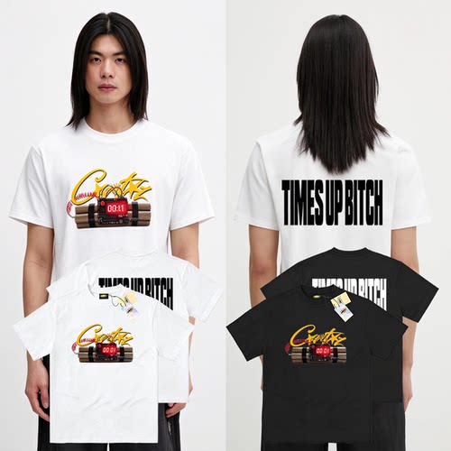 美式街头潮牌 TIMES UP 印花短袖恶魔岛 Corteiz 炸弹图案男女T恤
