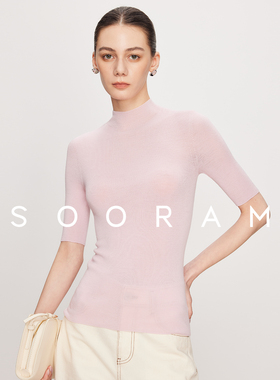 进口120S美丽诺羊毛无缝打底衫女薄款半高领中袖高级感针织衫女春