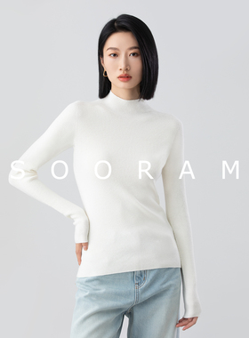 软糯亲肤天鹅绒无缝打底衫女秋冬新款修身内搭半高领白色针织衫女