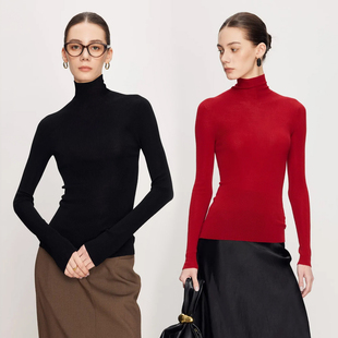 德国进口120S可机洗美丽诺羊毛高级感无缝打底衫女秋冬高领针织衫