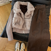 套装 时尚 牛仔裤 高级感针织拼接毛毛外套女叠穿半高领打底衫 专宠