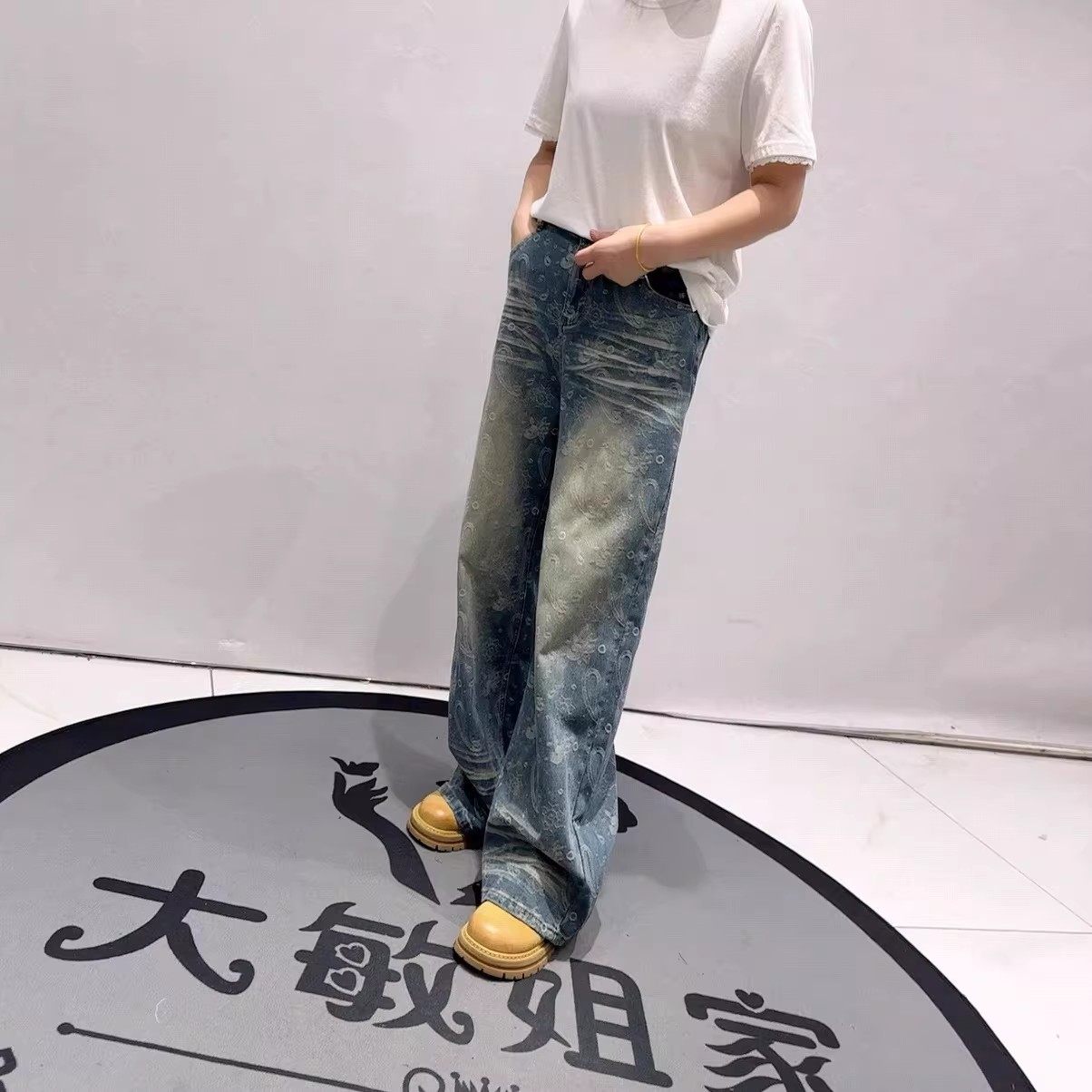 9910豪雅依绣春季新款欧货牛仔裤加大码女装胖妹妹百搭显瘦拖地裤,女装/女士精品,常规大码外套,淘宝优惠券,粉丝福利购,淘宝优惠卷