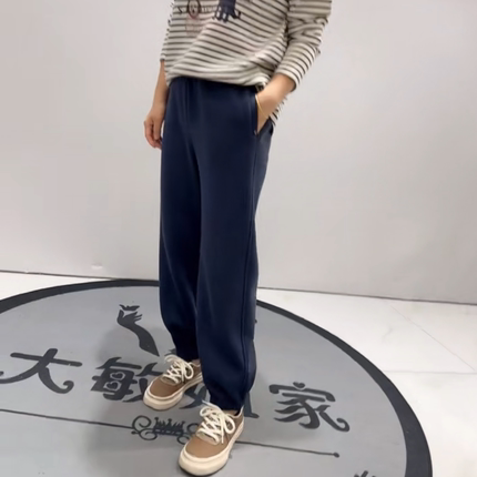 针丝缘子汇5233秋冬新款加绒卫裤加大码女装胖妹妹减龄显瘦百搭裤