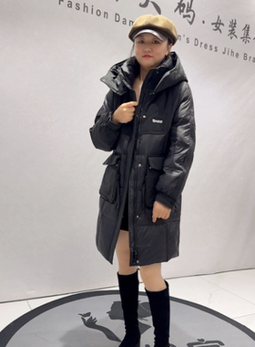 芮娜依莲9801冬季新款中长款羽绒服加大码女装胖妹妹宽松显瘦外套