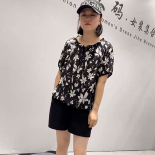 新款 加大码 5759芮娜依莲夏季 短袖 女 女装 胖妹妹减龄显瘦欧货气质衫
