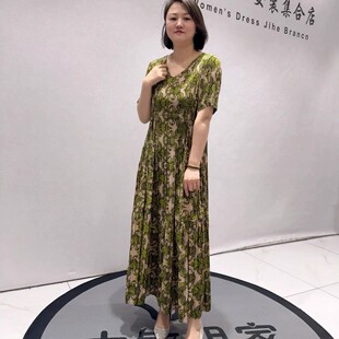 9153芮娜依莲夏季新款欧货连衣裙加大码女装胖妹妹宽松显瘦气质裙