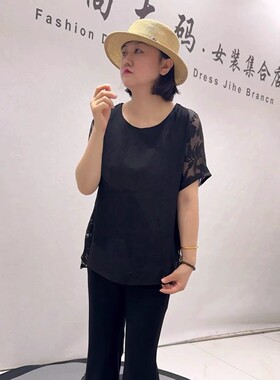 31027女权贵族夏季新款欧货短袖衫加大码女装胖妹妹百搭显瘦上衣