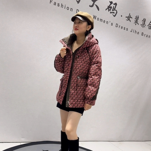 女装 羽绒服加大码 胖妹妹宽松显瘦厚外套上衣 新款 芮娜依莲9825冬季