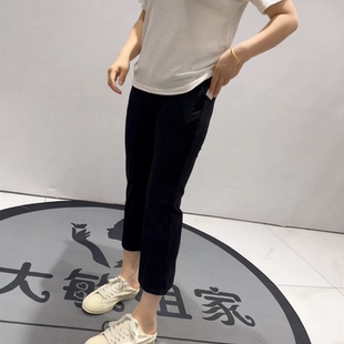 女权贵族3661夏季 新款 松紧腰四面弹力舒适后面开叉九分休闲裤 女裤