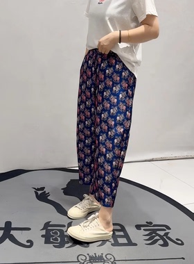 5481芮娜依莲夏季新款欧货休闲裤加大码女装胖妹妹宽松显瘦气质裤