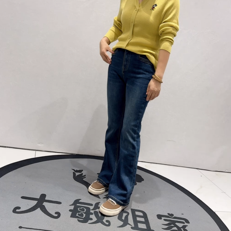 柏菲蒂秋冬款大码植绒牛仔裤女裤