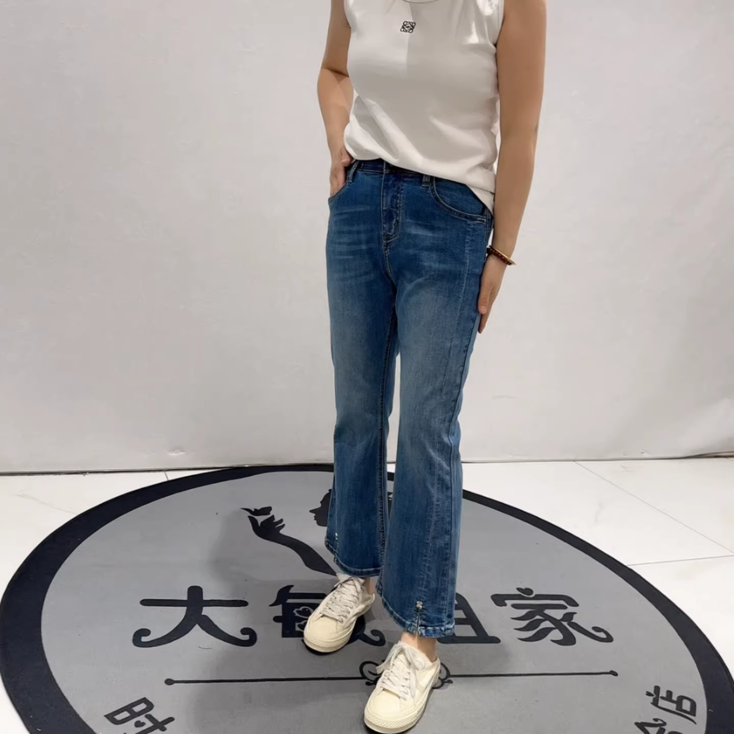 柏菲蒂8928夏季新款牛仔裤加大码女装胖妹妹松紧腰显瘦百搭裤女裤