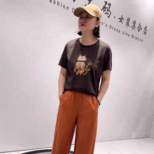 胖妹妹减龄显瘦减龄衫 针丝缘子汇2125夏季 T加大女装 欧货短袖 新款