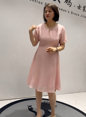 3715女权贵族夏季新款欧货减龄连衣裙加大码女装胖妹妹显瘦气质裙