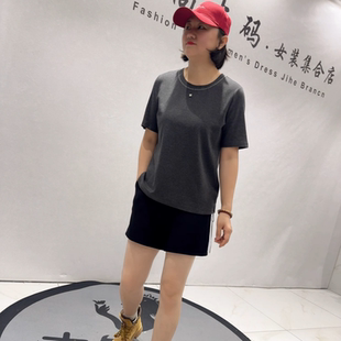 胖妹妹减龄显瘦打底衫 针丝缘子汇2158年货新款 加大女装 衫 圆领短袖