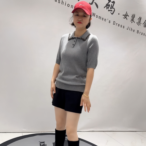 芮娜依莲年货春款大码针织衫短袖