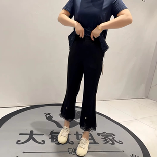 3906女权贵族夏季新款欧货女裤加大码女装胖妹妹百搭显瘦气质裤子