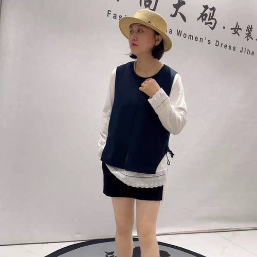 女权贵族初秋新款大码假两件上衣