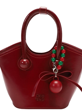 小南风潮chio真皮樱桃热恋手提托特包包女式2024新款单肩斜挎小包
