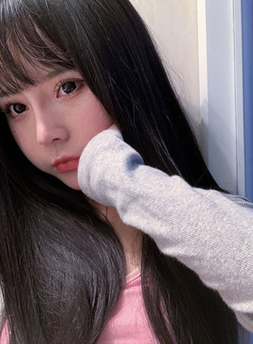 朵拉假发女长直发可爱日韩网红空气刘海黑色锁骨中长内扣新式发套