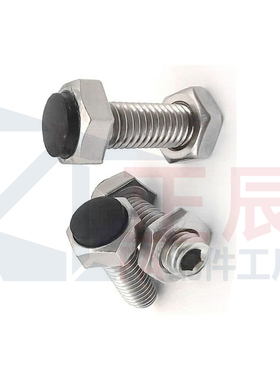 304不锈钢内六角孔黑色聚氨酯止动螺栓型防撞缓冲SUSRTH5-15/50