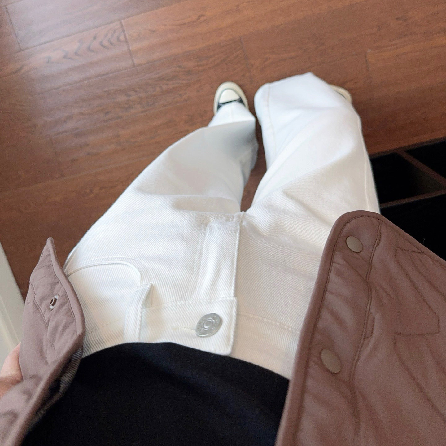 植绒纯棉休闲阔腿裤高级感宽松高腰牛仔裤秋冬拉绒气质直筒弯刀裤