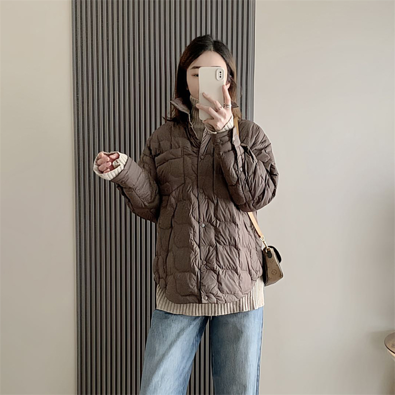轻薄翻领羽绒服2025冬季新款中长款保暖新国标90白鸭绒衬衫外套女