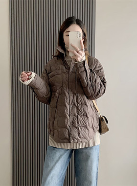 轻薄翻领羽绒服2025冬季新款中长款保暖新国标90白鸭绒衬衫外套女