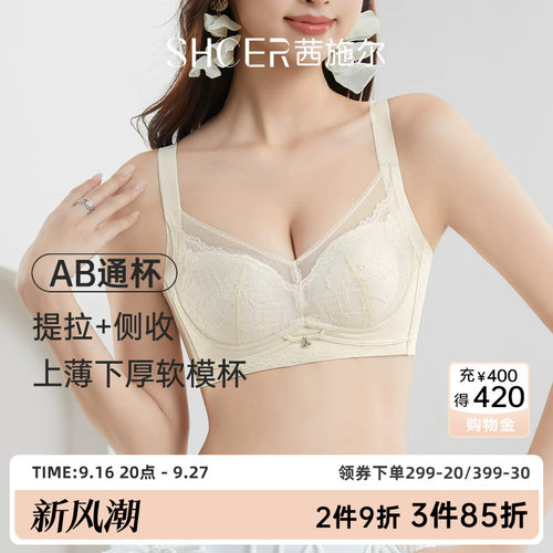 茜施尔蕾丝小胸聚拢收副乳内衣女