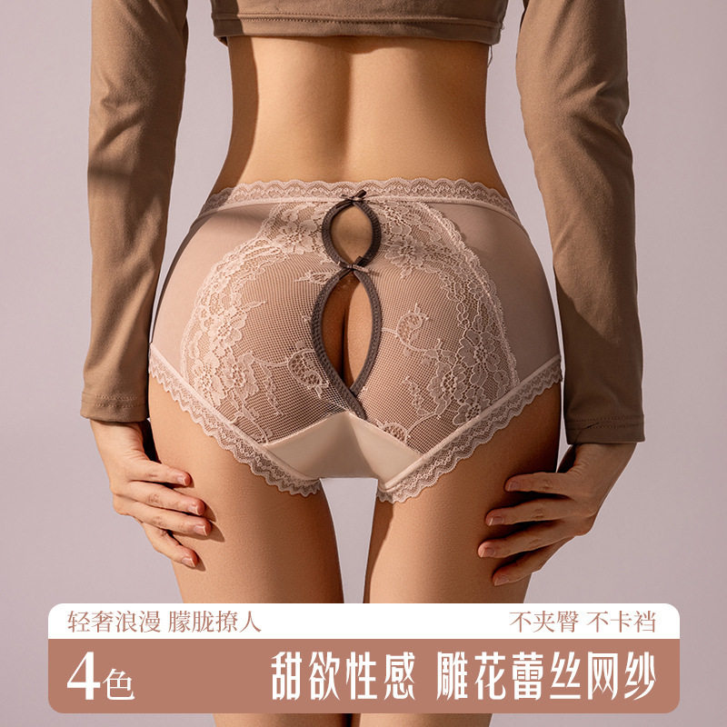 日系简约镂空蕾丝少女内裤图片