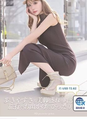 清货！不退换！日系复古风26年小众设计感 网纱拼接系带高跟凉靴