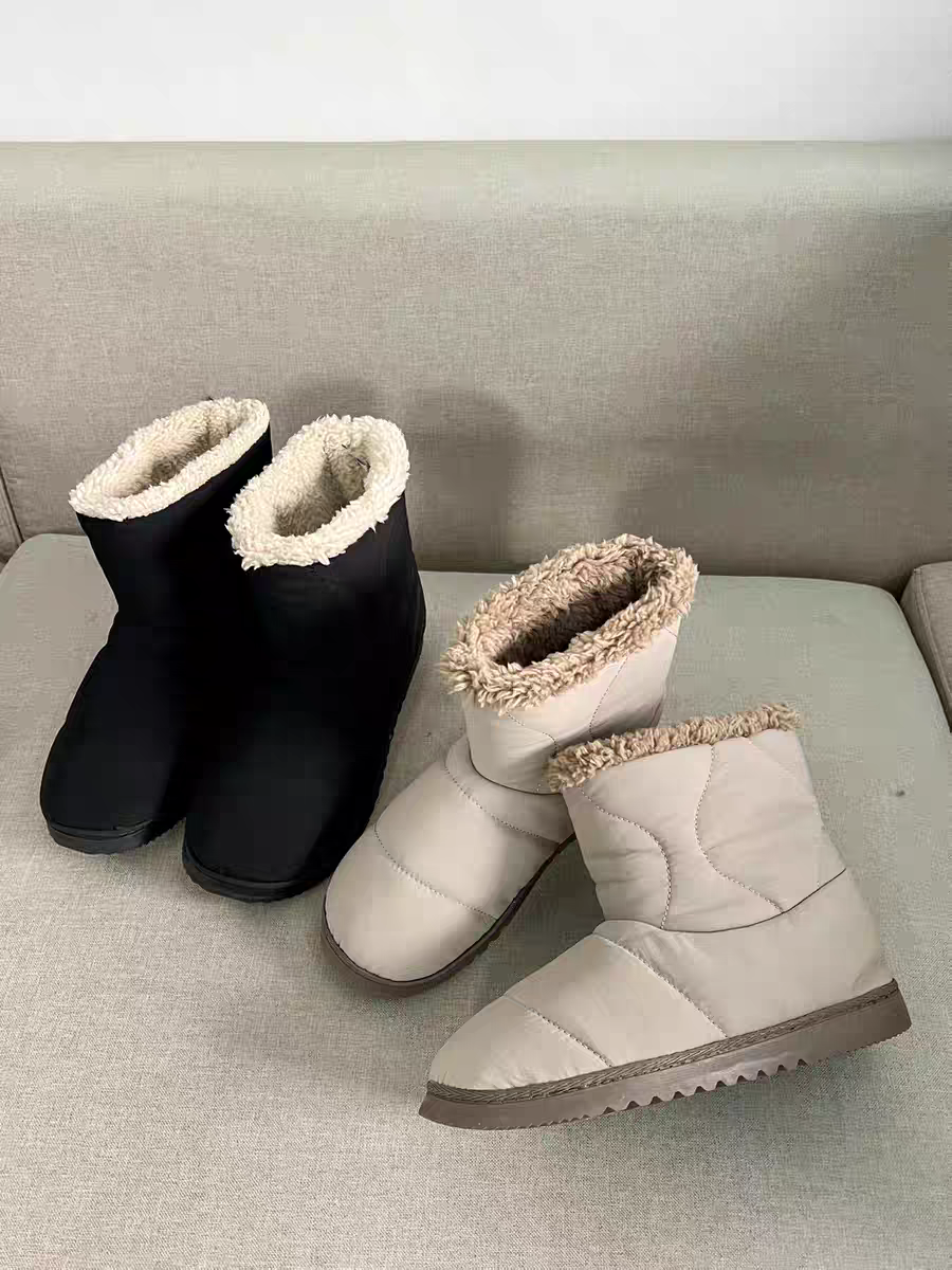 防泼水设计！独+少 超软可弯折！轻！日系加绒保暖平底雪地靴棉鞋