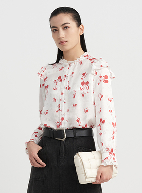 KAKO衬衫女春装年新款个性图案淑女通勤长袖女士衬衣3811311