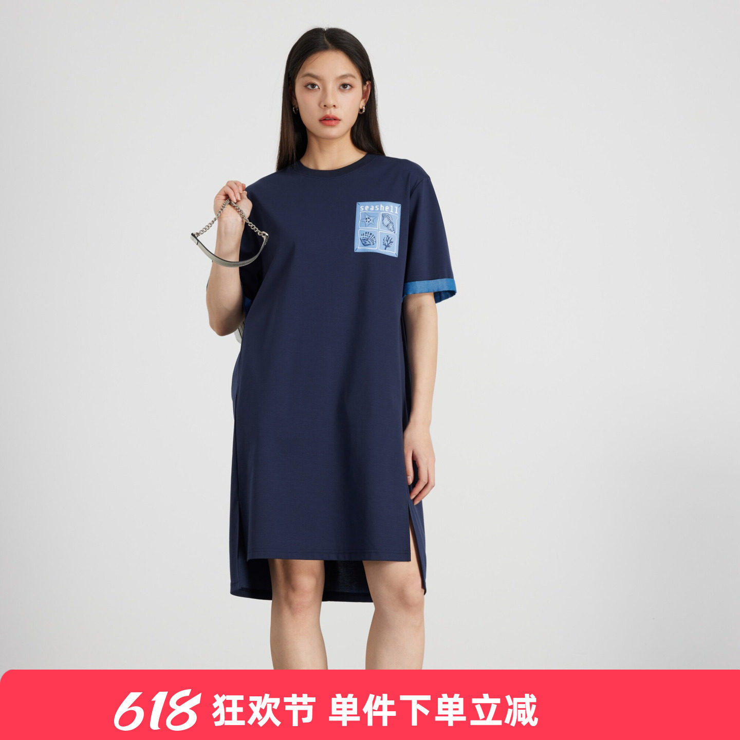 KAKO夏季新品女休闲直身连衣裙莱赛尔设计感中长裙裙子5530581