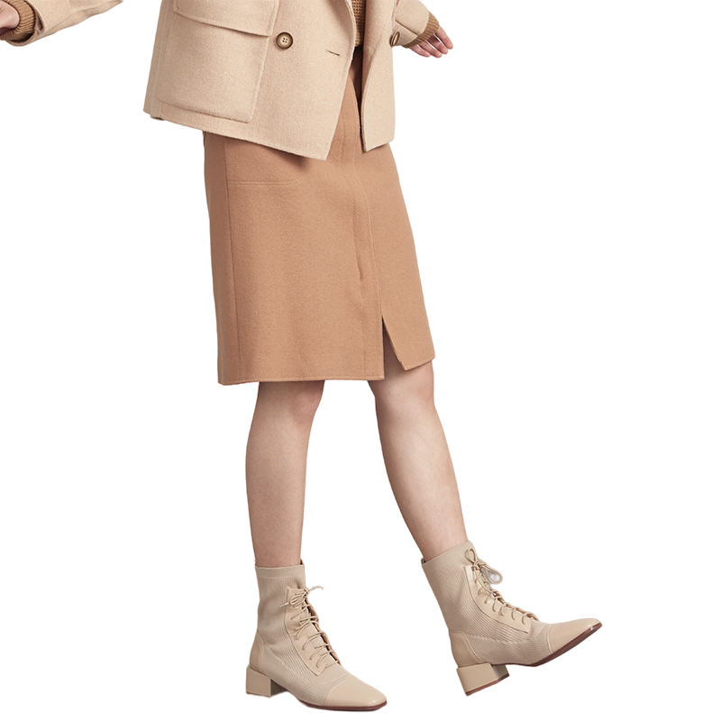 KAKO半身裙新款女士半身中长裙宽松前开叉裙子3730631