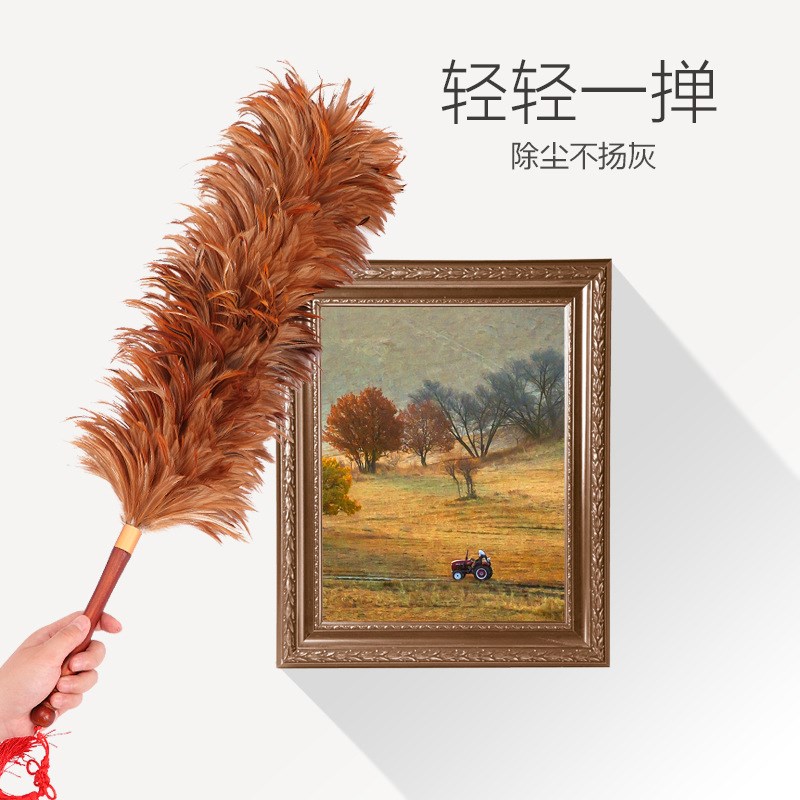 纯手工鸡毛扫掸子可伸缩家用汽车结婚除尘扫灰家务清洁不掉毛