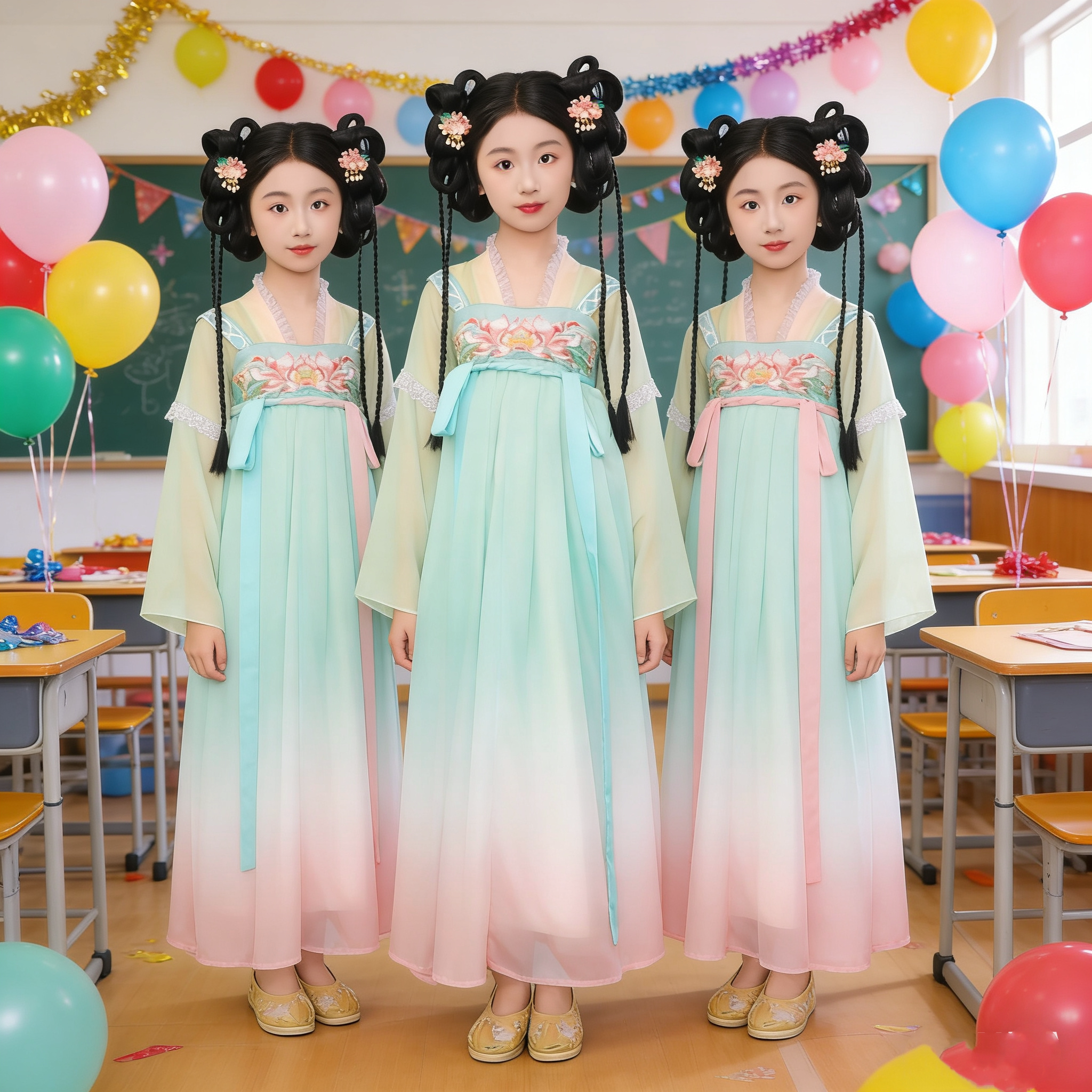 六一幼儿园毕业汉服仙女连衣裙古典舞飘逸舞蹈服演出服立春少女舞