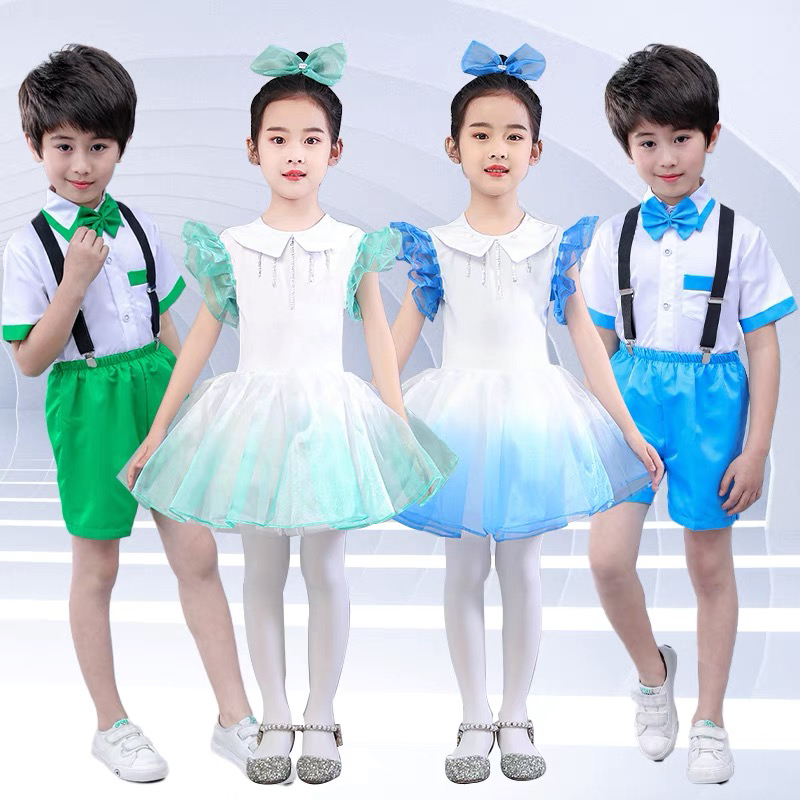 六一儿童合唱女童蓬蓬纱裙演出服男小学生孩子的天空幼儿园表演装