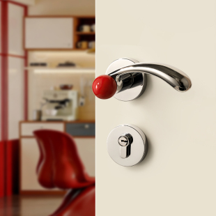 复古卧室门锁包豪斯室内木门房门锁磁吸静音中古多巴胺彩色门把手