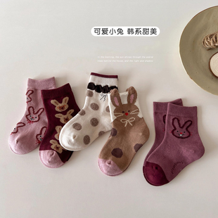 女童袜子春秋款 宝宝可爱卡通动物中筒袜儿童棉袜秋冬女孩学生潮袜